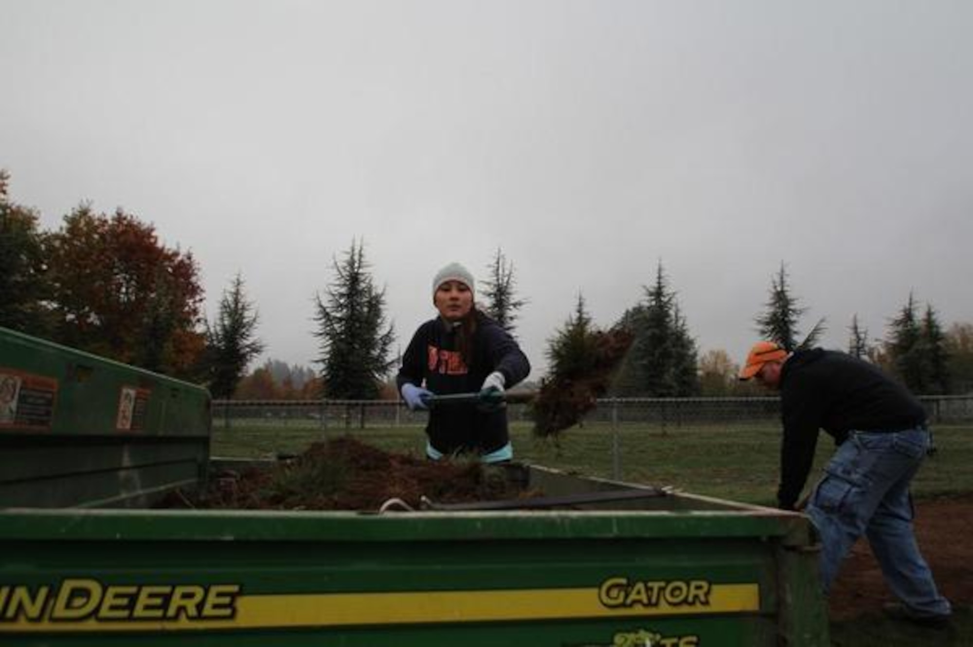 Airmen from the Joint Base Lewis-McChord’s 627th Air Base Group help fix the edging on Tumwater’s Pioneer Park baseball fields during the “Third Thursday in Thurston” Oct. 15. 