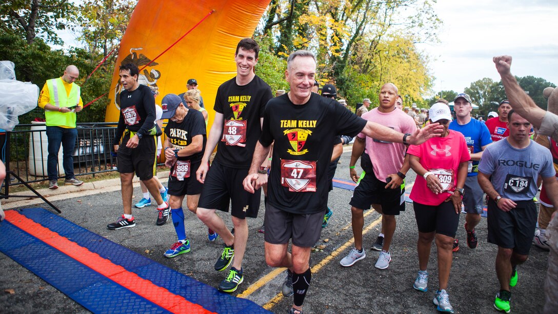 Marine Gen. Joseph Dunford, the chairman of the Joint Chiefs of Staff, completes the 40th Marine Corps Marathon at Arlington, Virginia, Oct. 25. This year’s participants joined the 512,370 runners, who have completed the “Marathon of the Monuments” since its inaugural event in 1976.