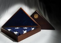 ALTUS AIR FORCE BASE, Okla. – A United States flag sits in a U.S. Air Force display case, Oct. 22, 2015. The U.S. flag is presented to the next of kin of a deceased Airman during military honors as a symbol of appreciation for their service.