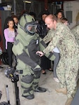 Students from Westlake High School see STEM in action as they try out Explosive Ordnance Disposal (EOD) technologies and tools during their visit to NSWC Indian Head EOD Technology Division, Oct. 13. 