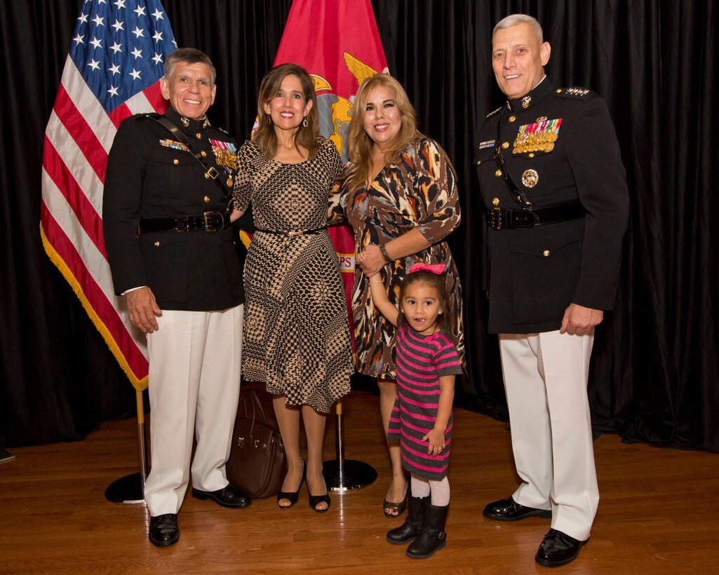The Assistant Commandant of the U.S. Marine Corps, Gen. John M. Paxton, Jr., officiates a retirement ceremony in honor of Maj. Gen. Juan G. Ayala at U.S. Army Installation Fort Bliss, El Paso, Texas, Oct. 23, 2015. (U.S. Marine Corps photo by Sgt. Tia Dufour/Released)