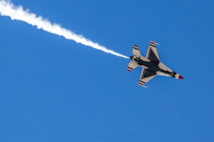 The U.S. Air Force Aerial Demonstration Squadron "Thunderbirds" team members arrive at Joint Base San Antonio-Randolph prior to the 2015 Joint Base San Antonio Open House Oct. 26, 2015.  Air shows allow the Air Force to display the capabilities of our aircraft to the American taxpayer through aerial demonstrations and static displays.  Randolph’s air show allowed attendees to get up close and personal to see some of the equipment and aircraft used by the U.S. military today. (U.S. Air Force by Joshua Rodriguez/Released)