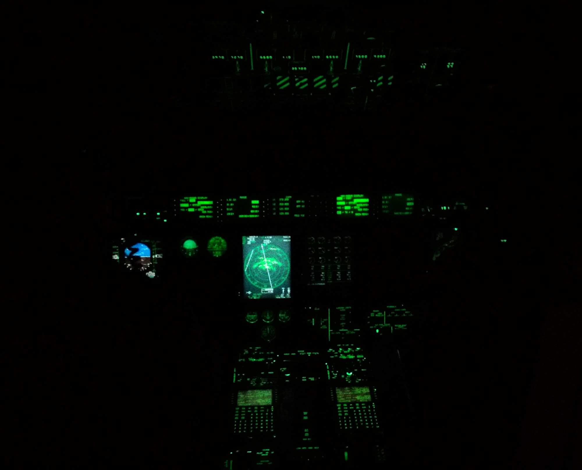 Capt. Chase Allen and Capt. Jordan Mentzer pilot through Hurricane Patricia in pitch black conditions October. 23 2015. (U.S. Air Force Photo/Master Sgt. Brian Lamar)
