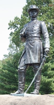 Statue of General Gouverneur K. Warren at Gettysburg National Battlefield.