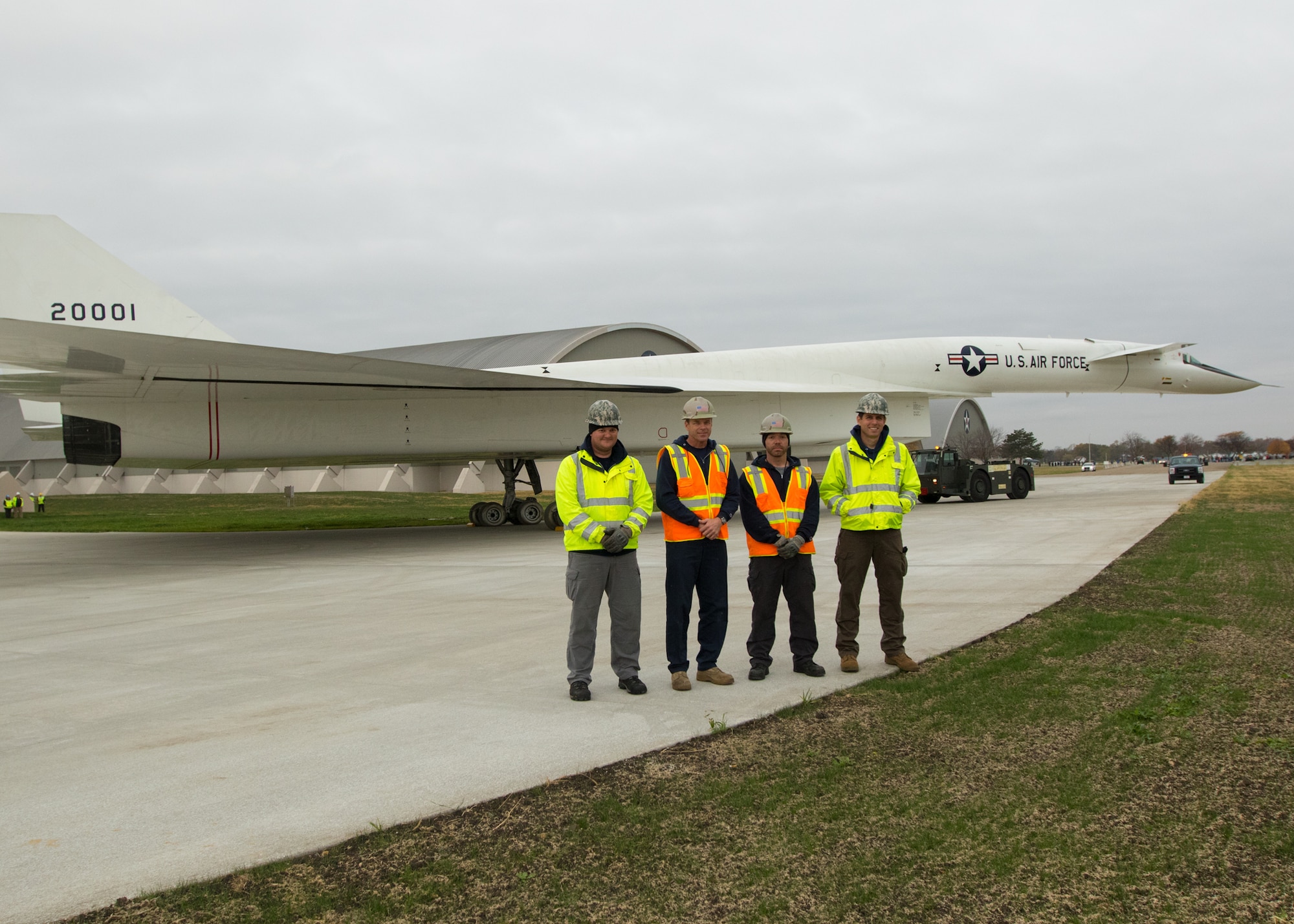 Restoration staff move the North American XB-70 Valkyrie into the new fourth building at the National Museum of the U.S. Air Force on Oct. 27, 2015. (U.S. Air Force photo by Don Popp) 