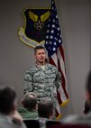 Lt. Gen. Greg Biscone, Inspector General of the Air Force, speaks to Airmen at the 91st Missile Wing Headquarters at Minot Air Force Base, N.D., Oct. 26, 2015.  The purpose of Biscone’s visit was to collect feedback on I.G. policies and procedures.
(U.S. Air Force photo/Airman 1st Class J.T. Armstrong)
