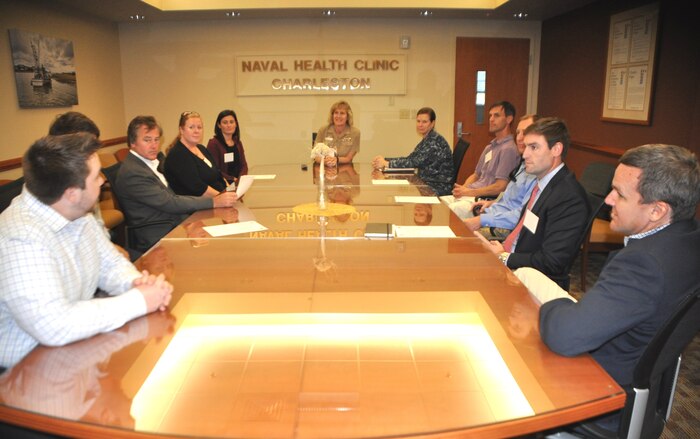 Members of Leadership Charleston met with the command staff of Naval Health Clinic Charleston at Joint Base Charleston – Weapons Station, Oct. 15, 2015 during a tour of the clinic. The 50-member class divided into groups to visit various medical facilities in the area, including NHCC, to get a better understanding of the healthcare services that are available to our military and veteran populations. (U.S. Navy photo/Kris Patterson