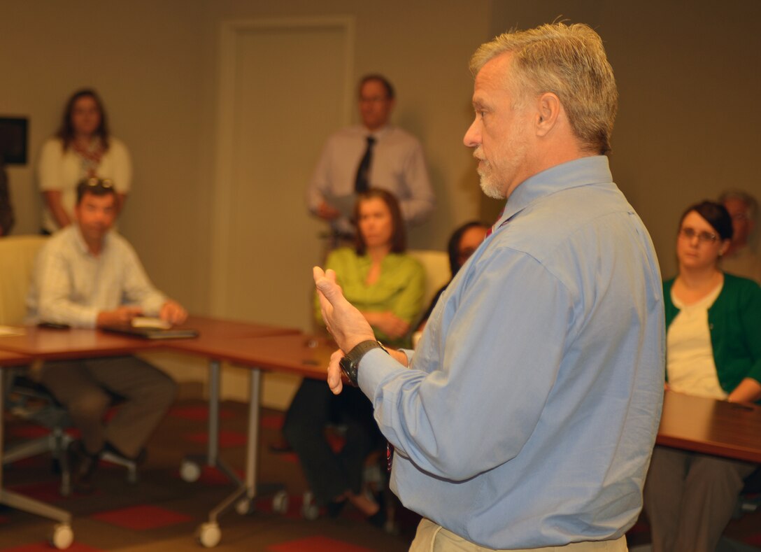 NASHVILLE, Tenn. (Oct 20, 2015) – During a National Disability Employment Awareness Month event today at the U.S. Army Corps of Engineers Nashville Headquarters, Ned Hall, Operation Warfighter Program coordinator at Fort Campbell, Ky., speaks with district employees about disability employment issues and celebrated the many contributions of America's workers with disabilities.
