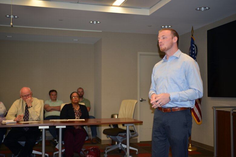 NASHVILLE, Tenn. (Oct 20, 2015) – NASHVILLE, Tenn. Matthew Brown, director, United Cerebral Palsy of Middle Tennessee speaks to Nashville District employees during a National Disability Employment Awareness Month event Oct. 20, 2015 at the U.S. Army Corps of Engineers Nashville Headquarters. 