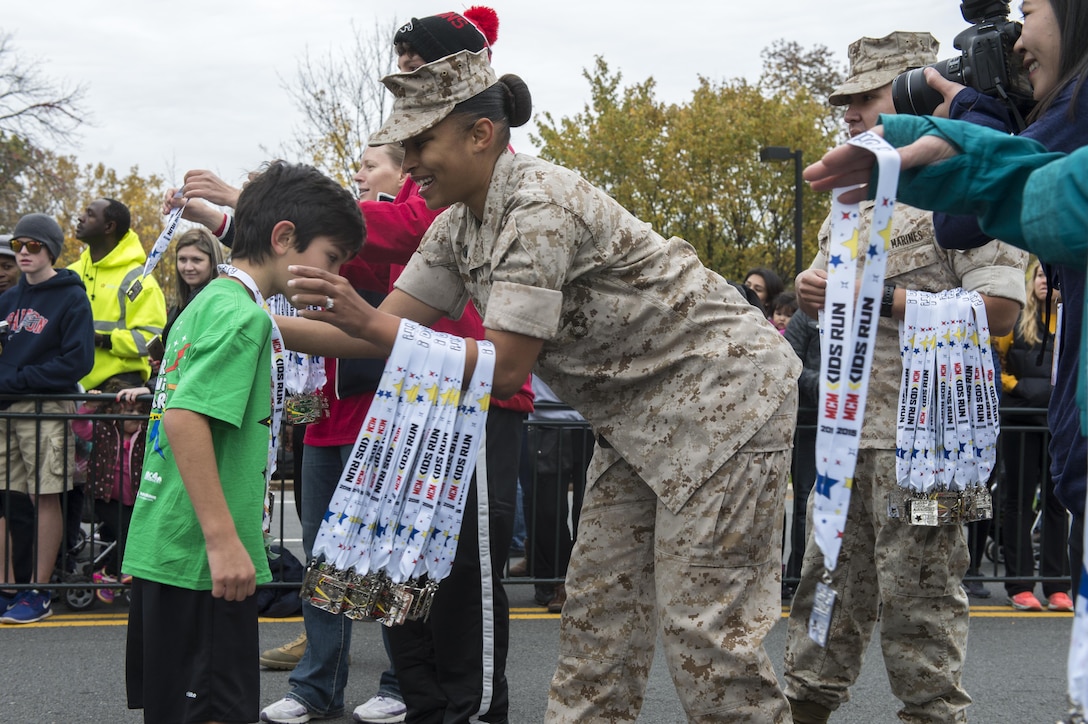 Nearly 3,600 Children ages 5-12 years old participate in the 2015 Marine Corps Marathon (MCM) Kids Run at the Pentagon, Arlington, Va., Oct. 24, 2015. The MCM Kids Run is part of the MCM's goal to "start kids on a path to exercise and good health."  (U.S. Marine Corps photo by Lance Corporal Andrianna J. Daly /Released)