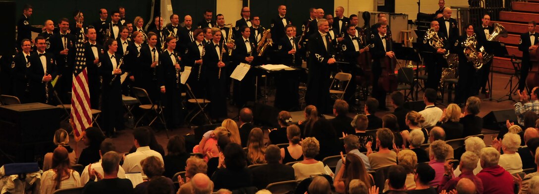 The USAF Concert Band and Singing Sergeants perform for a packed auditorium at Amsterdam High School, in Amsterdam, NY. This performance was part of the fall 2015 Concert Band and Singing Sergeants tour on October 22. (U.S. Air Force photo/released)