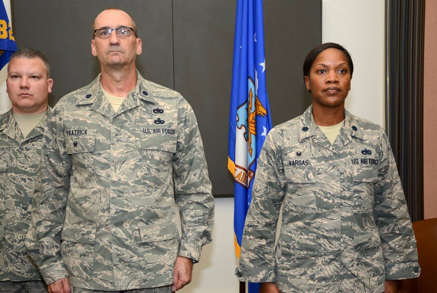 TRAVIS AIR FORCE BASE, Calif. -- Lt. Col. Vianesa R. K. Vargas assumes command of the 82nd Aerial Port Squadron in a change of command ceremony Oct. 24, 2015 at Travis Air Force Base.  (U.S. Air Force photos/Senior Airman Madelyn Brown)
