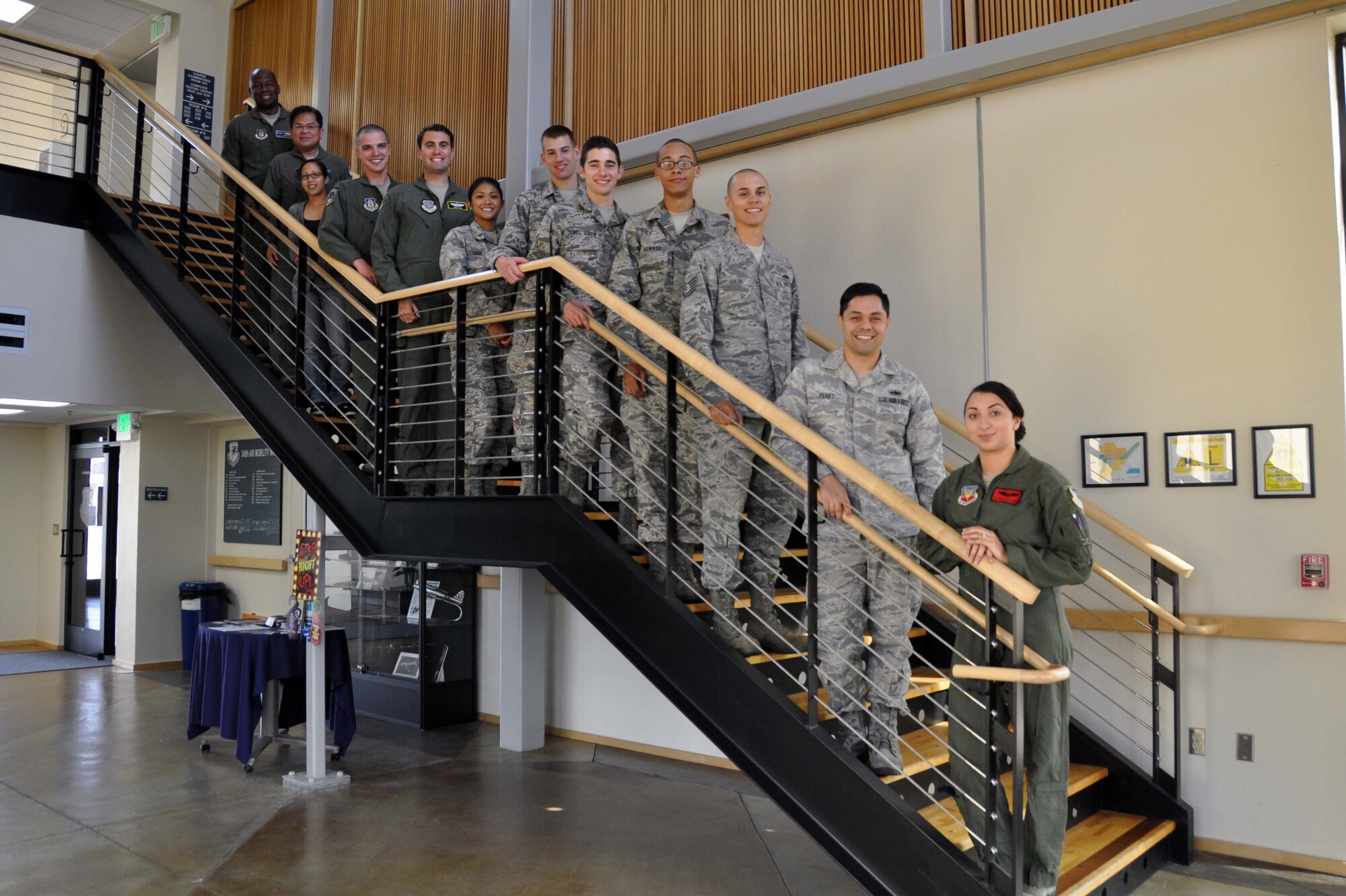 TRAVIS AIR FORCE BASE, Calif. -- The 349th Air Mobility Wing welcomes new Airmen to the wing on the October B-Flight  unit training assembly weekend. (U.S. Air Force photo/Staff Sgt. Cindy Alejandrez) 

