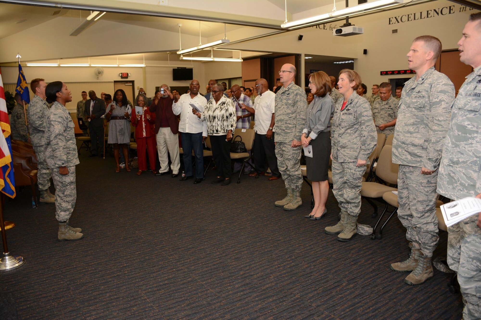 TRAVIS AIR FORCE BASE, Calif. -- Lt. Col. Vianesa R. K. Vargas assumes command of the 82nd Aerial Port Squadron in a change of command ceremony Oct. 24, 2015 at Travis Air Force Base.  (U.S. Air Force photos/Senior Airman Madelyn Brown)
