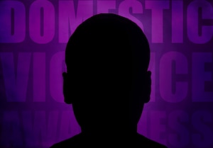 A U.S. Service member assigned to Joint Base Langley-Eustis, Va., remains anonymous while telling her story of being a victim of domestic violence, at Langley Air Force Base, Va., Oct. 20, 2015. The Service member came forward with her story during Domestic Violence Awareness Month in hopes of encouraging others affected by domestic violence to seek help. (U.S. Air Force photo illustration by Senior Airman Aubrey White/Released)