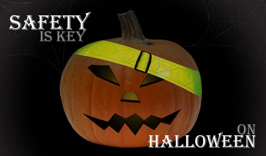Halloween celebrants should remain vigilant and employ risk management procedures, such as wearing reflective gear, walking in well-lit areas and avoiding trick-or-treating alone to help ensure a positive experience. Trick-or-treating takes place from 6 to 8 p.m., in Joint Base Langley-Eustis housing areas, for children ages 12 and under. (U.S. Air Force graphic by Senior Airman Aubrey White/Released)