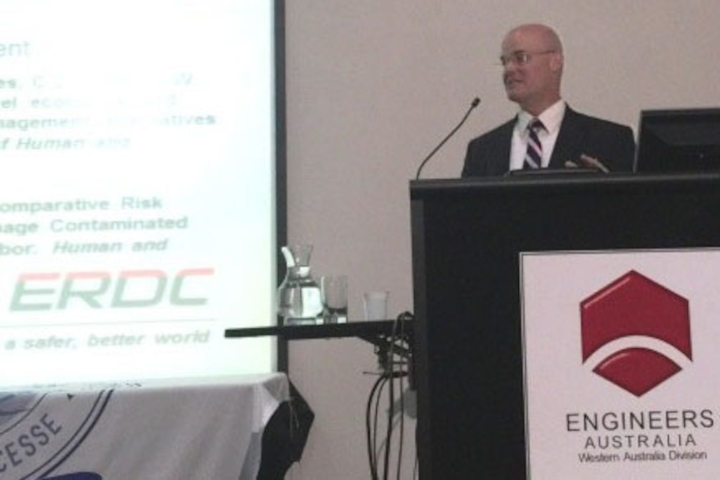 The Army’s Senior Research Scientist for Environmental Science and leader of the Corps’ Dredging Operations Environmental Research (DOER) program and the Engineering with Nature (EWN) program, ERDC-Environmental Laboratory’s Dr. Todd Bridges traveled throughout Australia Sept. 7-11, 2015 as the keynote presenter for the Engineers Australia Eminent Speaker Tour.