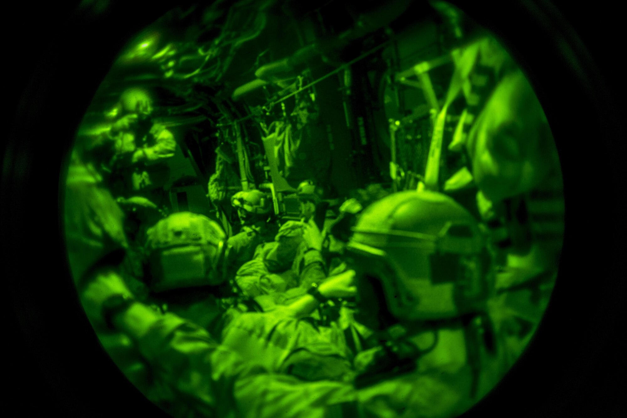 U.S. Air Commandos from the 352d Special Operations Wing board a CV-22 Osprey bound from Rota, Spain to Almagro, Spain, Oct 23, 2015. Upon arrival, U.S. and international partners trained on fast-rope, exfiltration and infiltration procedures as part of TRIDENT JUNCTURE 15. (U.S. Air Force photo by 1st Lt. Chris Sullivan/Released)