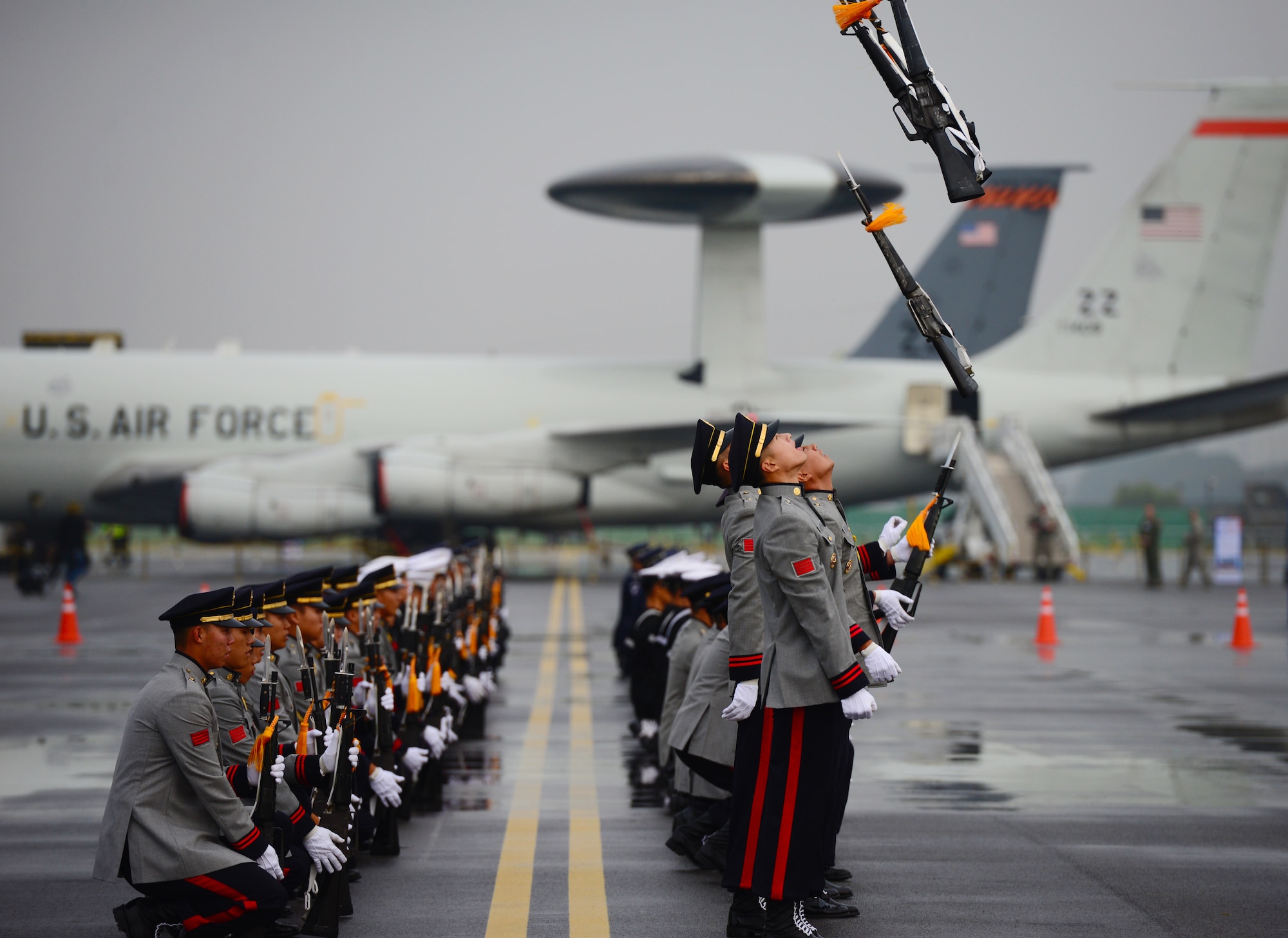 The 2015 Seoul International Aerospace and Defense Exhibition opened to the public with a colorful display of cultural history combined with regimented military drill at the Seoul Airport, South Korea, Oct. 24th, 2015. Combining the past and the present in an intricate dance of tradition and strength, the people of South Korea showcased their honored legacies to the delight of the gathered crowds. (U.S. Air Force photo/Staff Sgt. Amber Grimm)