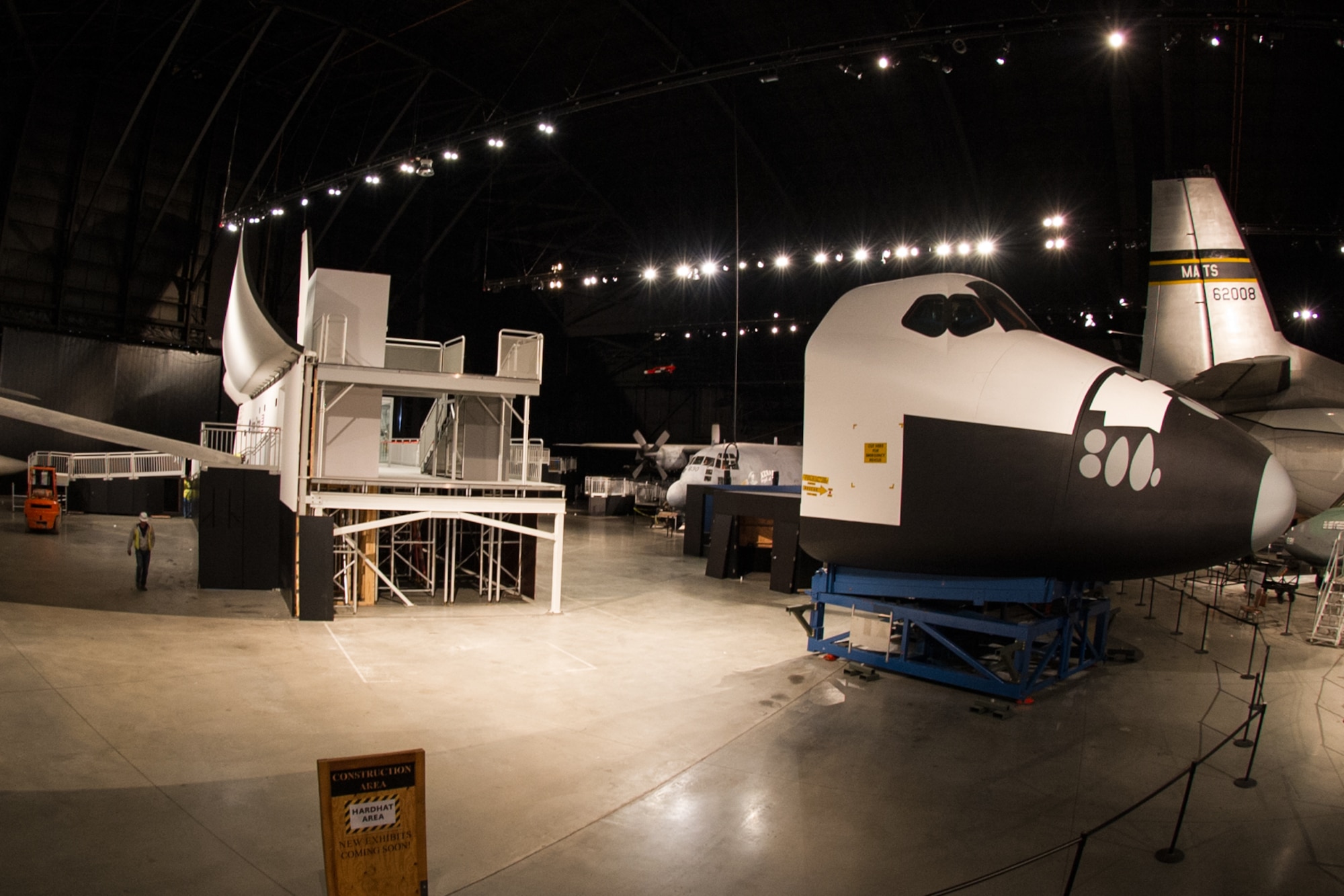 DAYTON, Ohio -- Restoration staff prepare to move the Space Shuttle Exhibit(CCT) into the new fourth building at the National Museum of the U.S. Air Force on Oct. 22, 2015. (U.S. Air Force photo)