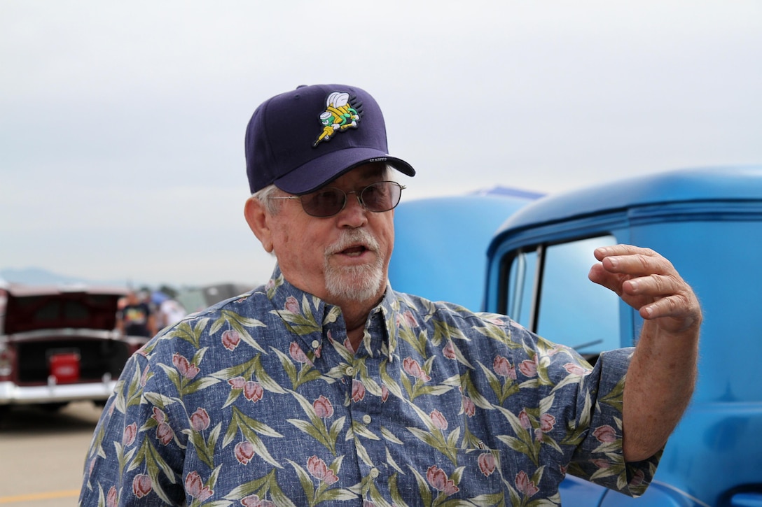 John Johnson, Vietnam veteran, at the 14th Annual Wings, Wheels and Rotors Expo at Joint Forces Training Base Los Alamitos, Calif., Oct. 25, 2015. Johnson served in the Navy as a utilities mate first class aboard the USS Colahan. Johnson was displaying his vintage Chevy 3100 pickup truck. "I've been attending this event every year since 2006, except for the past few years when I was working on my truck," said Johnson. The Wings, Wheels and Rotors Expo, produced by the Los Alamitos Area Chamber of Commerce, features hundreds of hot rods and exotic cars, helicopters, airplanes and vintage warplanes on display combined with local vendors, great food and exhibits from law enforcement agencies and the military.