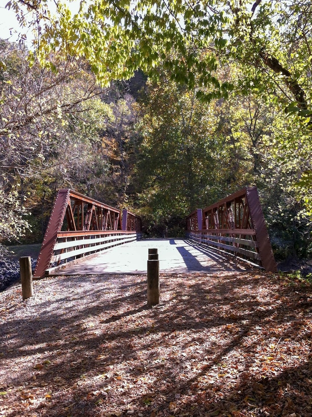 The O'Neal Bridge at Caesar Creek Lake, Ohio was built in 1921 at a cost of $1,200. It crosses Caesar Creek below the dam, and is now part of the Gorge Loop trail system that accesses a Natural Area and Preserve site.
