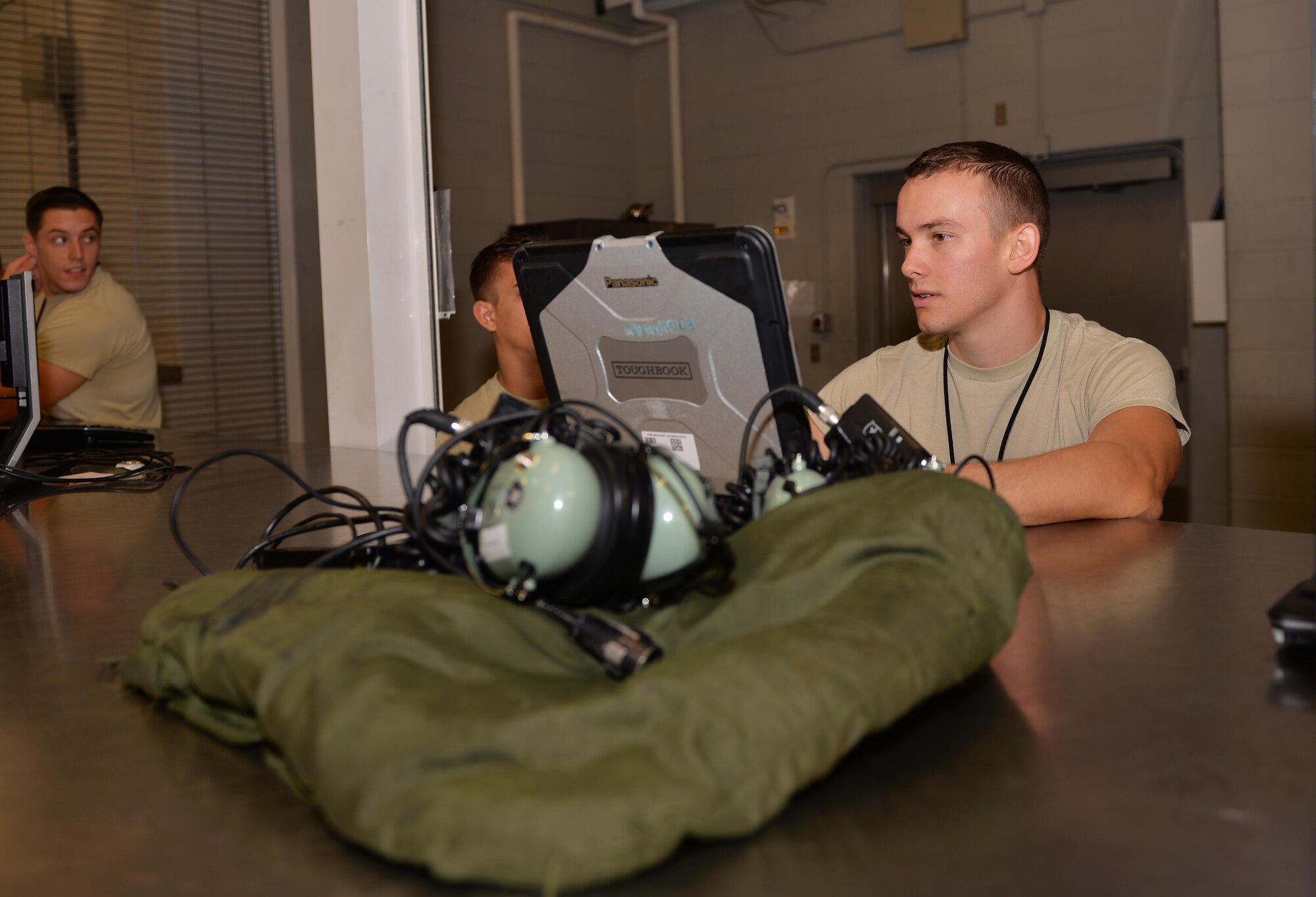 Airman 1st Class Bryce Jarvis, 33rd Aircrafts Maintenance Squadron avionics specialist, checks out equipment needed for his shift on the flightline at Eglin Air Force Base, Fla., Oct. 28, 2015.  All equipment needed for the daily maintenance of the F-35A Lightning II must be checked out from the supply desk to keep tools accounted for and in inspection order. (U.S. Air Force Photo/Senior Airman Andrea Posey)