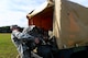 U.S. Army Private 1st Class Andrew Heitkamp, U.S. Army Central Bravo Company 67th Expeditionary Signal Battalion satellite systems specialist, transports gear to a vehicle during a training exercise at Shaw Air Force Base, S.C., Oct. 29, 2015. Extensive satellite system training is done four to five times every year to keep ARCENT soldiers ready to deploy at moment’s notice. (U.S. Air Force photo by Airman 1st Class Christopher Maldonado/Released)