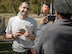 Master Sgt. Torry Brittain marks a special moment with his wife, Tech Sgt. Denarius Brittain, at Tahlequah, Oklahoma, Oct. 18. Torry had completed a 100-mile ultramarathon, realizing a goal he'd set more than a year ago. (U.S. Air Force photo/ David Poe)