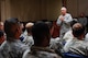 Maj. Gen. Rick Martin, U.S. Air Force Expeditionary Center commander, speaks to 728th Air Mobility Squadron Airmen during an all call Oct. 18, 2015, at Incirlik Air Base, Turkey. Martin encouraged the Airmen to keep up the hard work and continue to strive for sustained superior performance. (U.S. Air Force photo by Airman 1st Class Daniel Lile/Released)