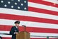 U.S. Air Force Col. David Benson, 7th Bomb Wing commander, speaks to Airmen during the 7th Bomb Wing change of command ceremony Oct. 29, 2015, at Dyess Air Force Base, Texas. As commander, Benson is responsible for the health and welfare of more than 12,000 active duty military members, civilian employees and family members. In addition, he provides combat-ready B-1 aircraft, crews and associated combat support of global engagement taskings. (U.S. Air Force photo by Airman Quay Drawdy/ Released)