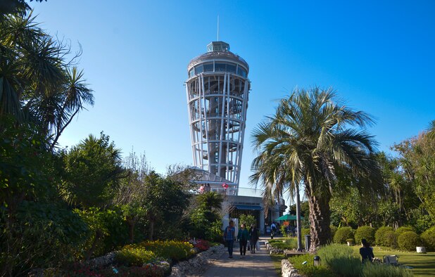 The Enoshima lighthouse observational tower overlooks the Enoshima Island in Fujisawa City, Japan, Oct. 25, 2015. The tower offers a panoramic view of the island and changes into various colors after sunset. (U.S. Air Force photo by Senior Airman David Owsianka/Released)