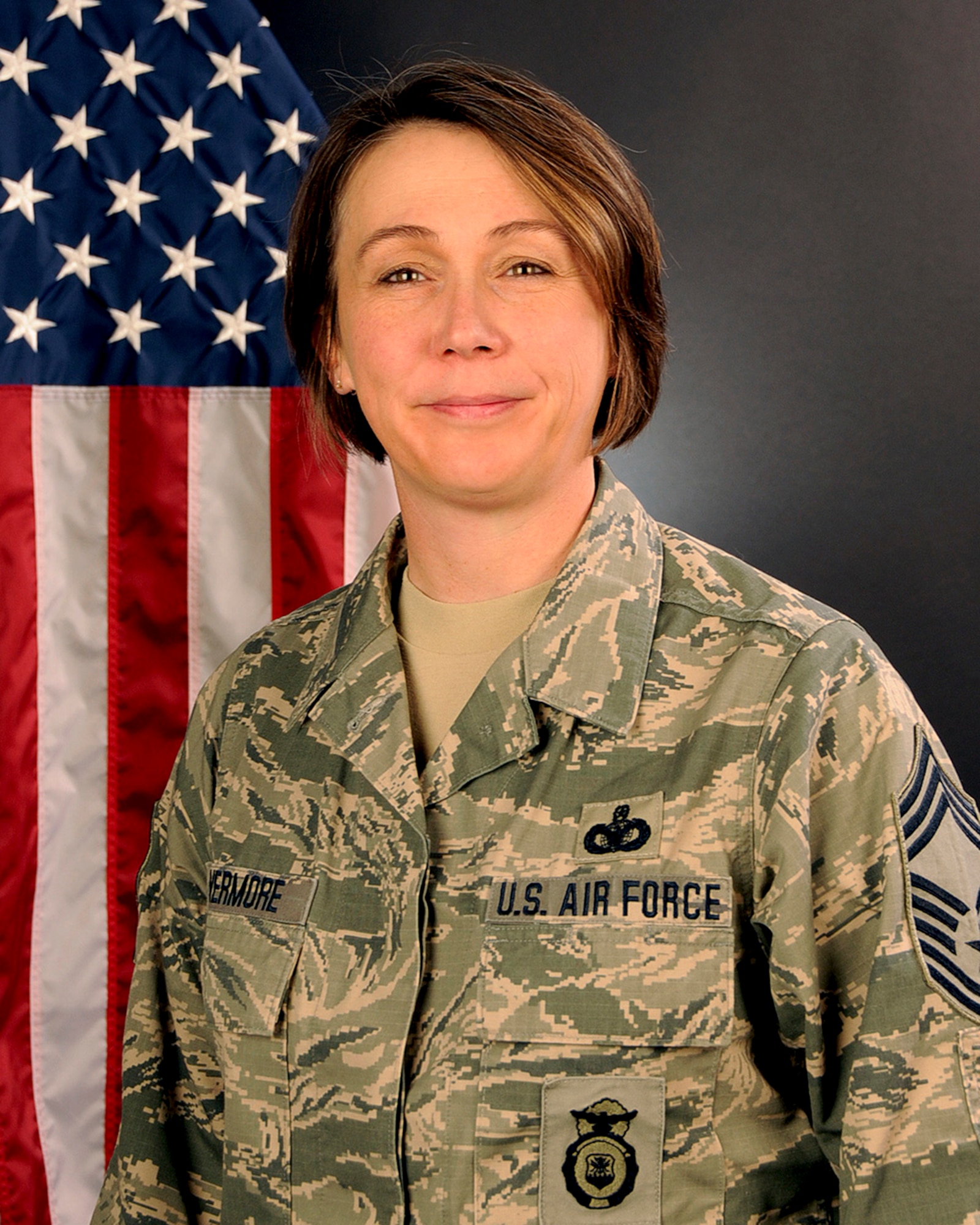 U.S. Air Force Chief Master Sgt. Kristy Livermore with the 169th Security Forces Squadron, South Carolina Air National Guard, Feb. 27, 2015.  (U.S. Air National Guard photo by Tech. Sgt. Caycee Watson/Released)