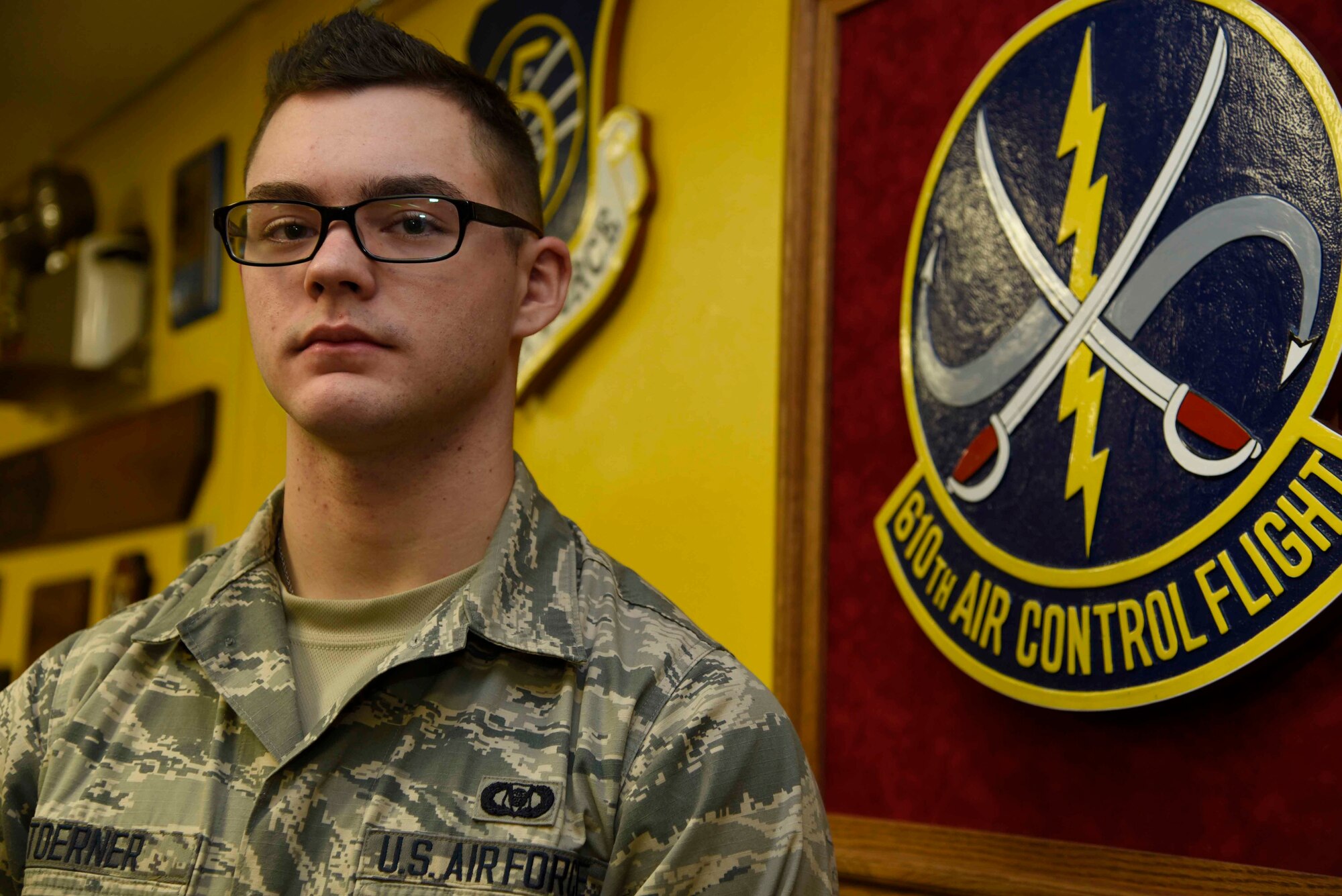 U.S. Air Force Airman Ryan Toerner, 610 Air Control Flight weapons director technician, poses for a picture at Misawa Air Base, Japan, Oct. 29, 2015. Toerner provides situational awareness for U.S. Air Force and Japanese Air Self-Defense Airmen involved in fighter missions. (U.S. Air Force photo by Airman 1st Class Jordyn Fetter/Released)