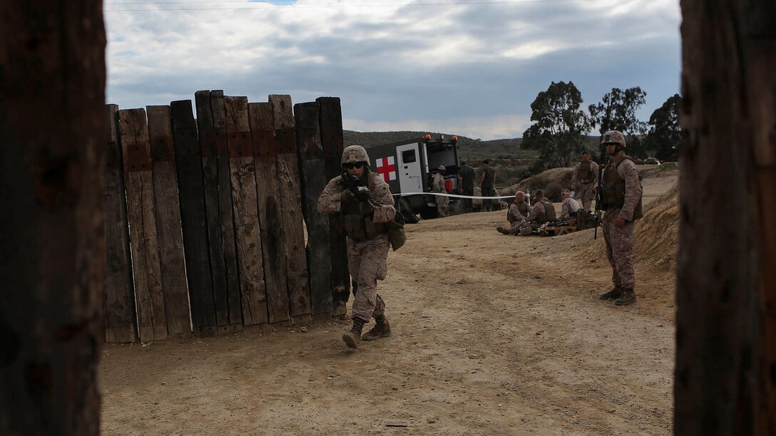 Marines with 4th Light Armored Reconnaissance Battalion, 4th Marine Division, run through dry fire drills during exercise Trident Juncture 2015 in Almeria, Spain, Oct. 27, 2015. The drills allow Reserve Marines to train in realistic environments and maintain a high state of readiness. More than 36,000 troops from more than 30 nations are participating in the exercise which is the largest NATO has conducted in the past 10 years.