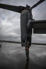 Senior Airman Braden Ferrell, 801st Special Operations Aircraft Maintenance Squadron crew chief, inspects a CV-22B Osprey engine at Hurlburt Field, Fla., Oct. 27, 2015. The 801st SOAMXS’s mission is to perform all equipment maintenance in support of worldwide special operations missions. (U.S. Air Force photo by Senior Airman Christopher Callaway/Released)