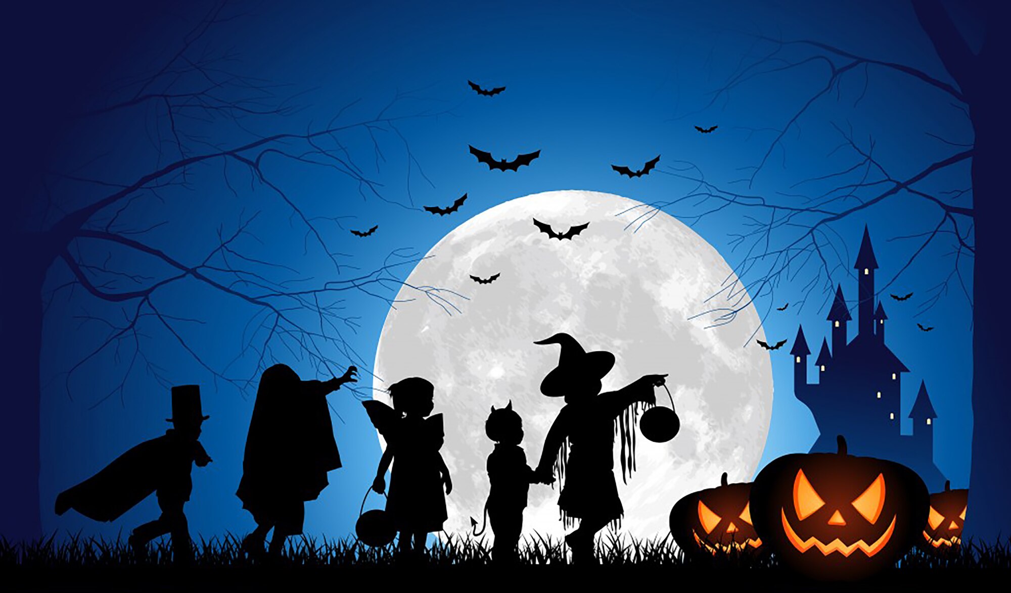 Trick-or-treating is a Halloween custom for children in many countries. Children in costumes travel from house to house asking for treats such as candy with the phrase "Trick or treat". (Graphic courtesy of iStockPhoto)
