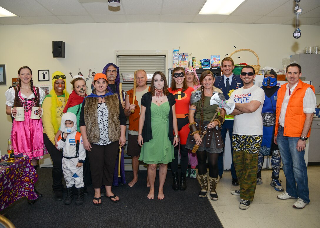 The 416th Flight Test Squadron shows their holiday spirit with Halloween costumes Oct. 30. (U.S. Air Force photo by Rebecca Amber)