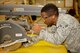 151017-Z-EZ686-018 – Airman 1st Class John Pitts of the 127th Civil Engineering Squadron, Selfridge Mich., is cutting some wood with a table saw at Selfridge Air National Guard Base Mich., October 17, 2015.  Pitts is a newly affiliated member of the CE Squadron, who recently graduated from technician school where he learned the art of working on buildings and structures.  (U.S. Air National Guard photo by MSgt. David Kujawa/Released)