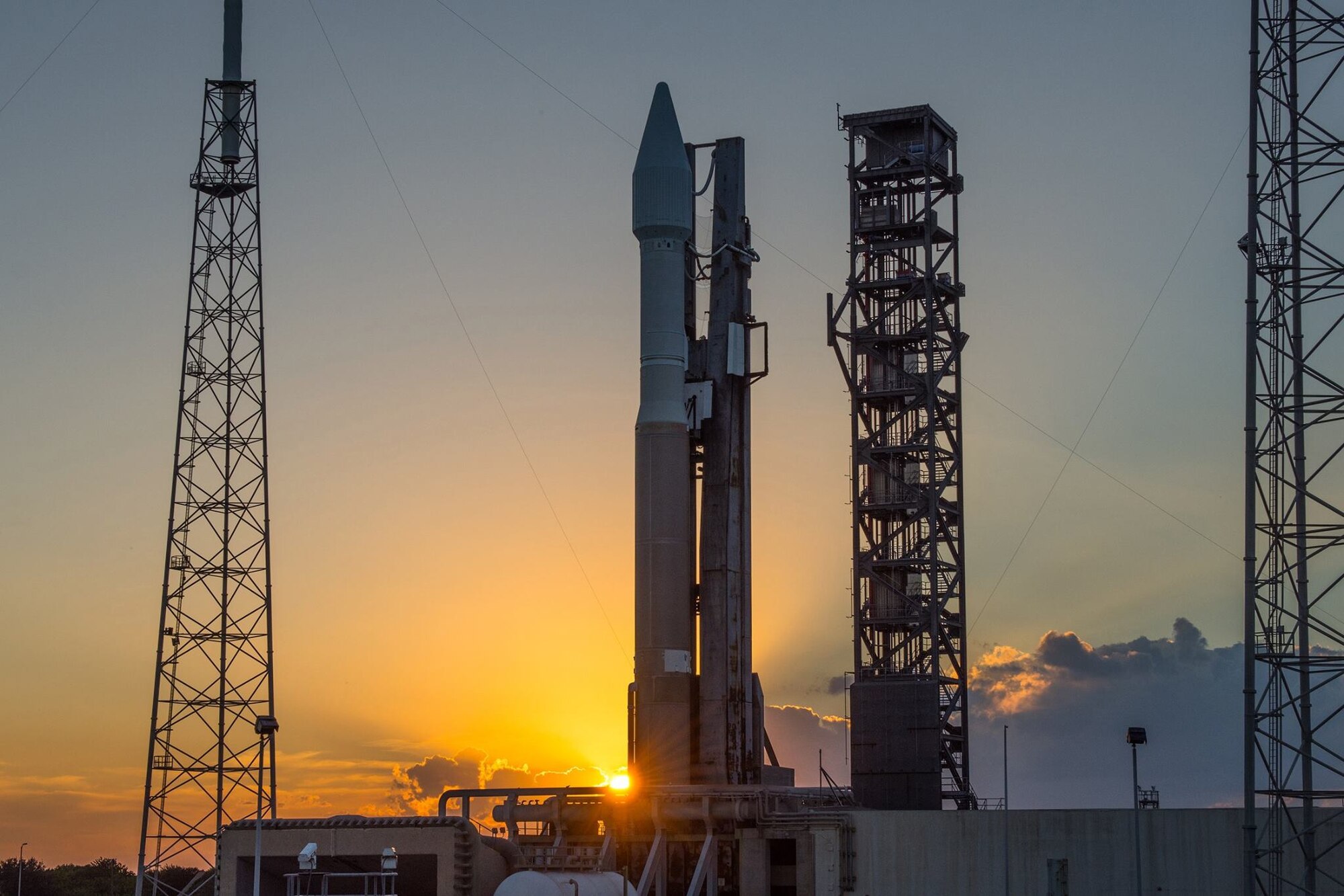 As the sun sets in the West Friday evening, everything is progressing towards the GPS IIF-11 launch for the United States Air Force. The mission is set to lift off on a United Launch Alliance Atlas V 401 rocket on Saturday, Oct. 31 from Space Launch Complex 41 at Cape Canaveral Air Force Station, Fla. The launch window opens at 12:13 p.m. EDT (9:13 a.m. PDT) (Courtesy photo: ULA)