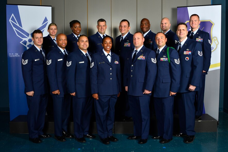 MCGHEE TYSON AIR NATIONAL GUARD BASE, Tenn. - Noncommissioned officer academy class 16-1, A-Flight, assembles here, Oct. 27, 2015, at the I.G. Brown Training and Education Center. (U.S. Air National Guard photo by Master Sgt. Jerry D. Harlan/Released)