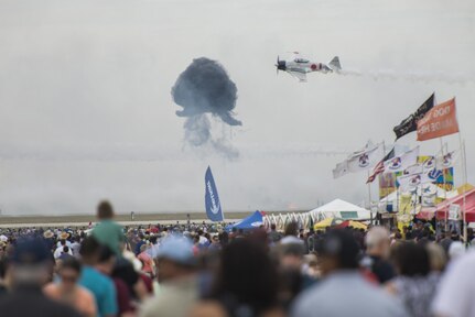 An A6M3 Zero flies over the crowd at the Joint Base San Antonio Air Show and Open House during Tora! Tora! Tora! Oct. 31, 2015, at JBSA-Randolph, Texas. Tora! Tora! Tora! Is a re-enactment of the surprise attack on Pearl Harbor Dec. 7, 1941.