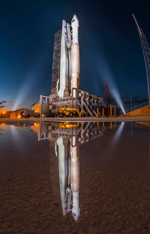 A ULA Atlas V rocket stands ready to launch the Air Force's eleventh GPS IIF satellite at Cape Canaveral Air Force Station's Space Launch Complex 41. The 45th Space Wing supported the U.S. Air Force’s eleventh launch of Boeing-built Global Positioning System IIF satellite aboard a United Launch Alliance Atlas V from Space Launch Complex 41, here Oct. 31, 2015, at 12:13 p.m. EDT. (Courtesy photo by United Launch Alliance)