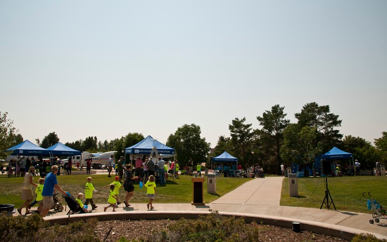 PETERSON AIR FORCE BASE, Colo. -  Military families attend the Science, Technology, Engineering, and Math event at the Peterson Air and Space Museum, Aug. 29, 2015. The annual event is used to promote STEM through various booths including paper rocket building/launching, a chemistry magic show, a cave simulator, and more. (U.S. Air Force photo by Senior Airman Tiffany DeNault)