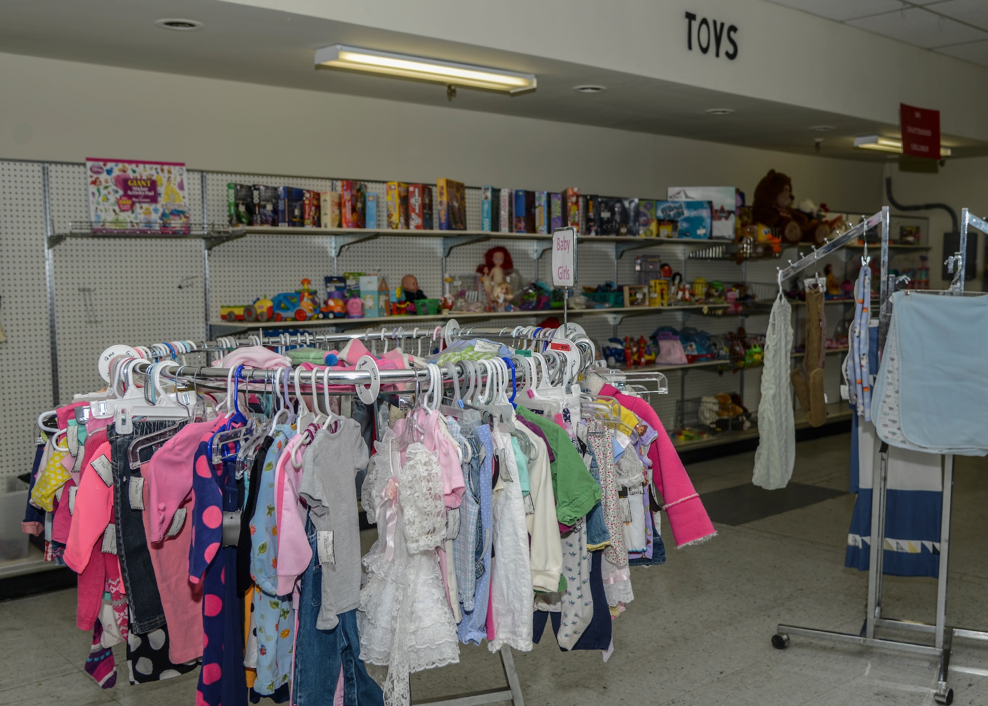 The Thrift Store has a large section for children’s toys and clothing. (U.S. Air Force photo by Rebecca Amber)