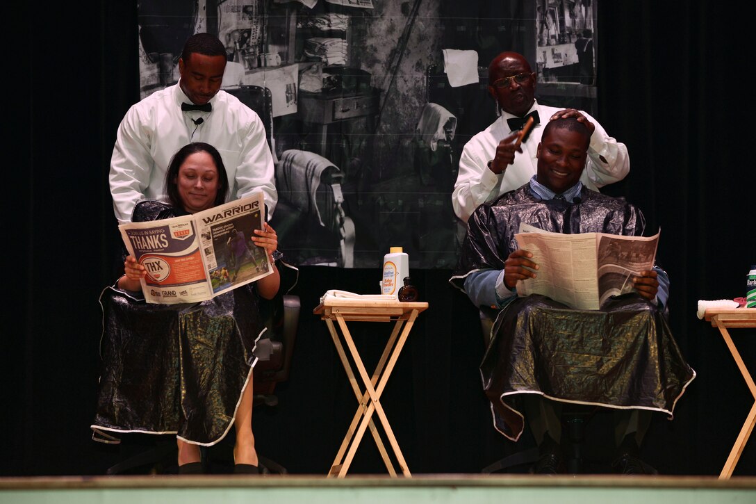 Joint Base Langley-Eustis members participate in a skit during the Women’s Equality Observance Aug. 26, 2015, at Fort Eustis, Va. The skit depicted the various opinions held when women first gained the right to vote.  (U.S. Air Force photo by Staff Sgt. Natasha Stannard/Released)