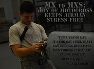 Senior Airman Zach Buccieri, 22nd Maintenance Squadron hydraulics specialist, places a nut on a KC-135 Stratotanker inner fuel tube, July 28, 2015, at McConnell Air Force Base, Kan. Buccieri rides motocross to relieve stress, make friends and express himself. (U.S. Air Force photo illustration by Airman 1st Class Christopher Thornbury)