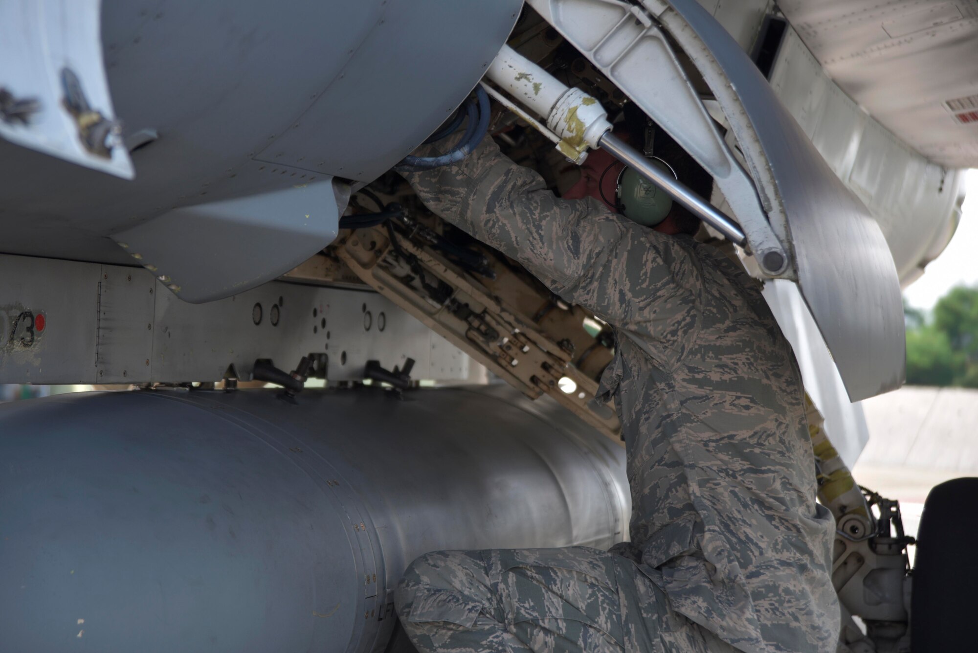 U.S. Air Force Senior Airman Daniel Charles, 35th Aircraft Maintenance Squadron aircraft electrical and environmental systems journeyman, performs an operations check on an F-16 Fighting Falcon at Misawa Air Base, Japan, Sept. 1, 2015. Charles must inspect the electrical systems on an aircraft and give the go-ahead for flight during aircraft launches. (U.S. Air Force photo by Senior Airman Jose L. Hernandez-Domitilo)