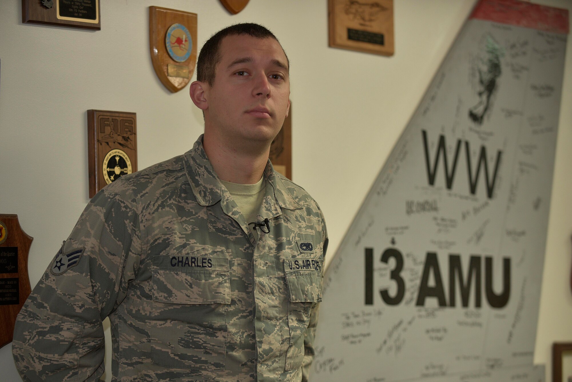 U.S. Air Force Senior Airman Daniel Charles, 35th Aircraft Maintenance Squadron aircraft electrical and environmental systems journeyman, was selected as this week’s Wild Weasel of the Week at Misawa Air Base, Japan, Sept. 1, 2015. Charles performs off-equipment maintenance on electrical and environmental system components and associated test equipment, including control, caution and warning panels, lighting equipment, frequency and load controls, anti-icing controllers, voltage regulators, actuators, relays, motors and more. (U.S. Air Force photo by Senior Airman Jose L. Hernandez-Domitilo)