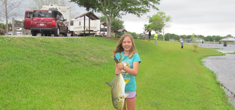 Brandi Hart shows off the jack she caught at W.P. Franklin Lock and Dam Recreation Area